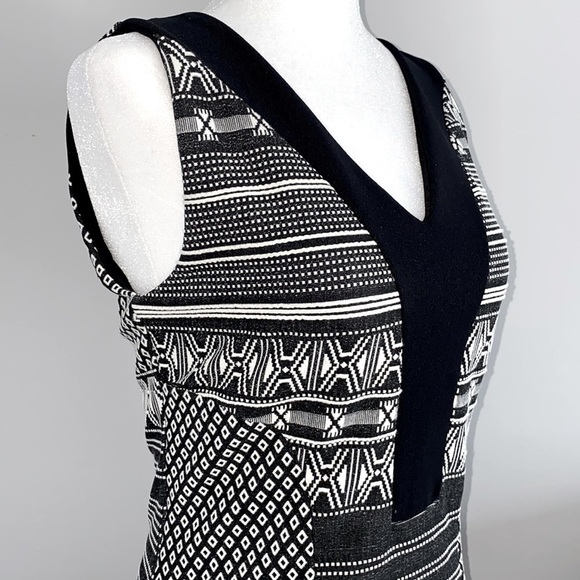 🇨🇦 Ruelle Patchwork Dress Sleeveless Black And White Made In Canada - Picture 6 of 17